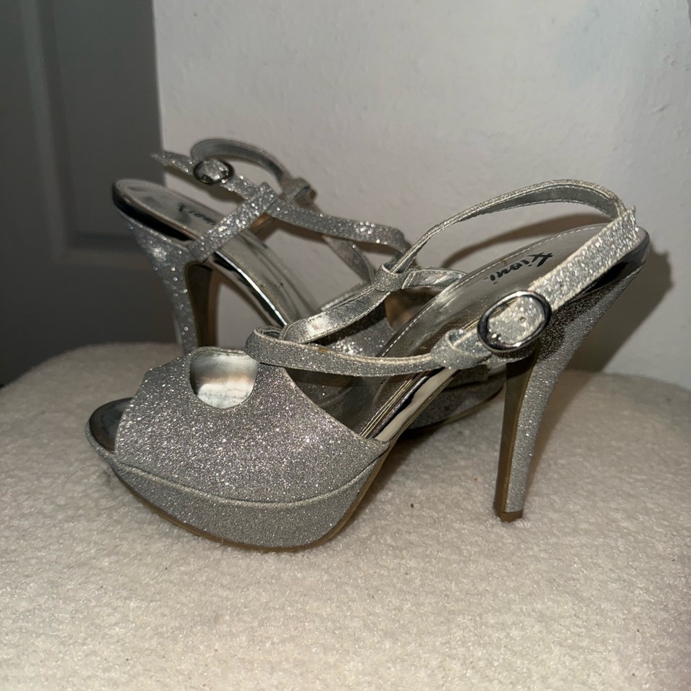 Silver Sparkly Platform Heels